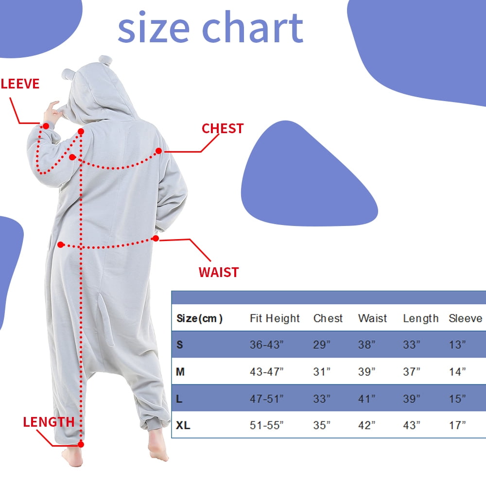 Hippo Onesie Adult Unisex Animal One piece Pajamas Polyester