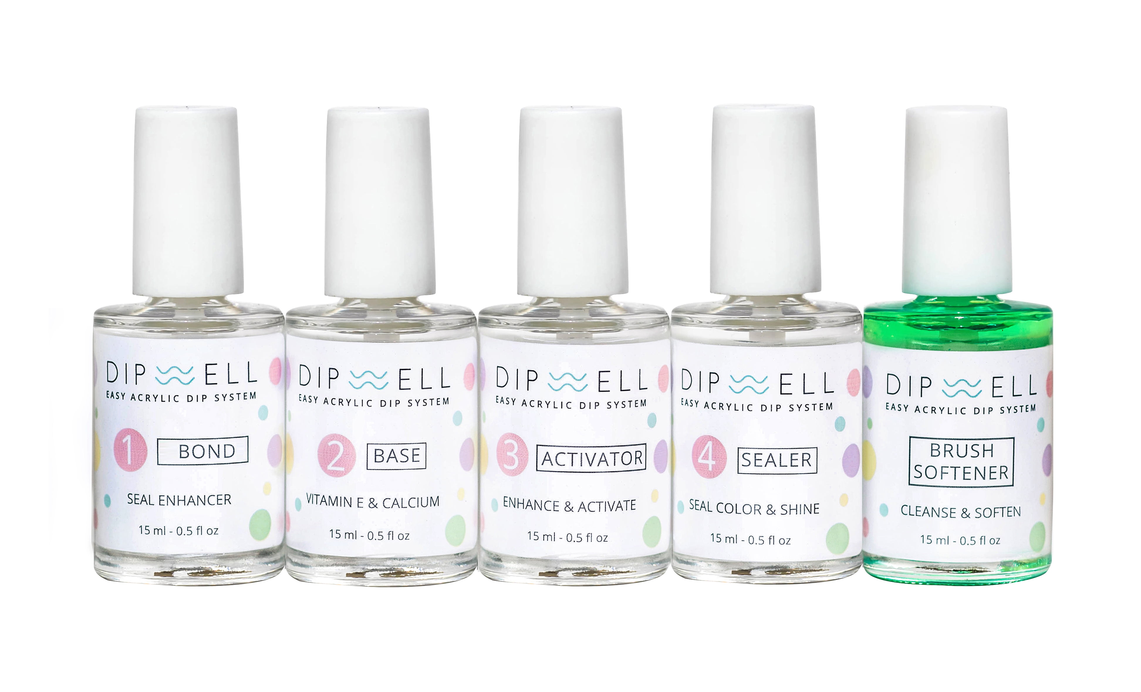Dip Powder Nail Kit (Glitter Color Starter), Acrylic Powder and Gel Resin Kit For Dip, Starter System by DipWell (Comes With Bond, Base, Activator, Sealer, Brush Softener + 3 Powder Jars)