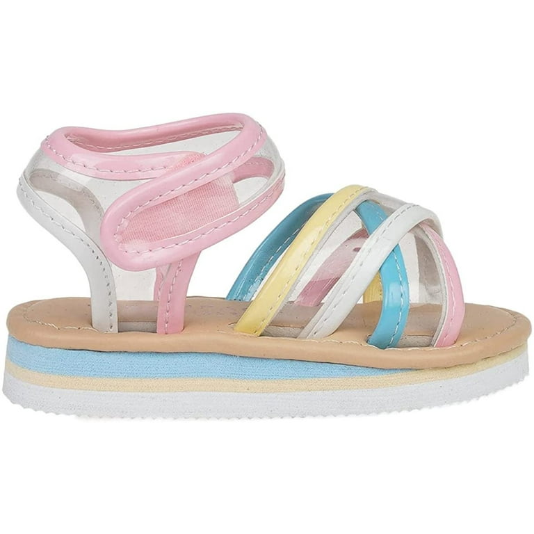Rampage Cute Vinyl Strap Flat Sandals Pink Multi Toddler Girls Walmart