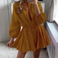 thumbnail image 1 of WILLBEST Robes pour Femmes Robes Décontractées à Volants avec Cordon Manches Longues Évasées Été Robe Mini Unie, 1 of 4