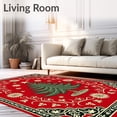 thumbnail image 2 of Ultra Soft Area Rug, Festive Ornate Christmas Tree with Radiant Snowflakes, Non Slip, Stain Resistant, Washable Area Rugs for Living Room, Bedroom(Red, 4X6), 2 of 8