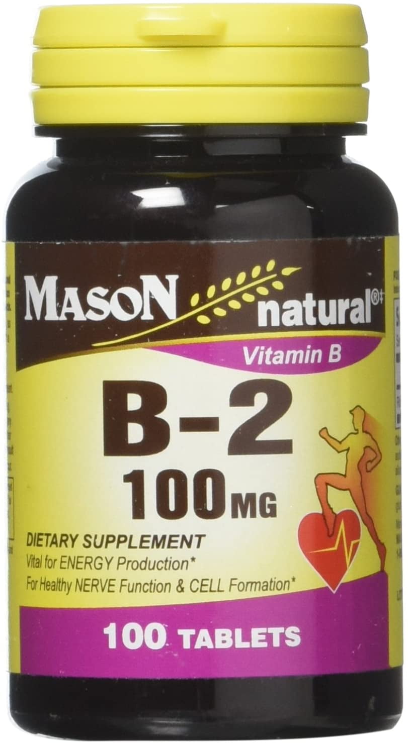 Mason Natural Vitamin B2 100 Mg Tablets for Healthy Nerve Function and