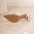 thumbnail image 5 of Tqyyweavej Women's Peep Toe High Heels Oversized Solid Color Slim Heels Sandals Open Toe Slip On Versatile Dress Shoes Gifts for Women, 5 of 10