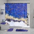 thumbnail image 3 of 4 Pcs Bathroom Shower Curtain Set,Black Marble Shower Curtain Valentine's Day Shower Curtain Sets with Rugs(Bath Mat,U Shape and Toilet Lid Cover Mat) and 12 Hooks,72 x 72 Inch, 3 of 7