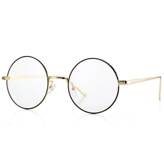Gafas Pro Acme Retro con montura redonda de metal y lente transparente, color dorado