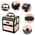 thumbnail image 6 of Byootique Rolling Makeup Train Case Trolley w/ Cube Case Cosmetic Organizer Pink, 6 of 8