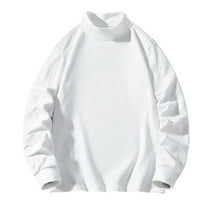 Fnooota Mens Thermal Tops, Half-turtleneck Stretchy Long Sleeve Soft Fall Winter Undershirts White Size L
