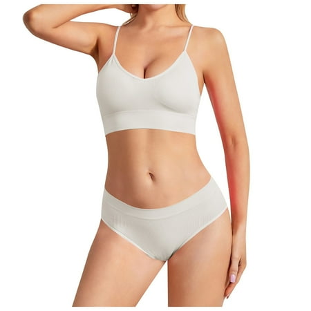 YHGFVOKJ Lingerie for Women No Steel Ring Underwear Seamless Large Size Bottom Sexy Large Backless Gathered Bra Beautiful Back Triangle Pants Lingerie Set Women s Lingerie & Sleep White S