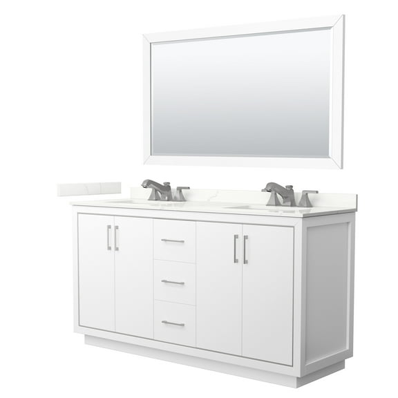 Wyndham Collection Wcf111166d-Qtz-Us3m58 Icon 66" Free Standing Double Basin Vanity Set -