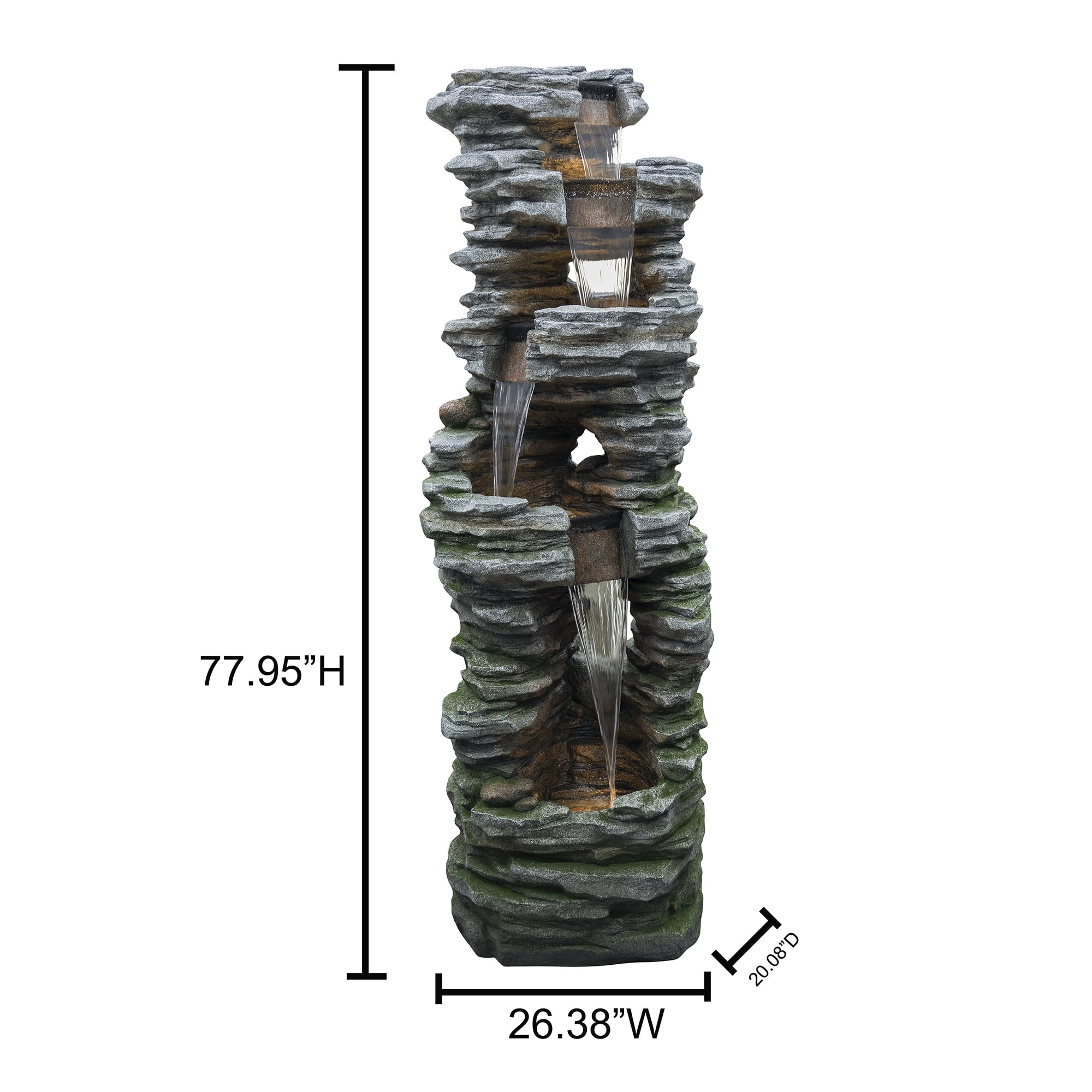 LED 4-Tier Stacked Rock Water Fountain