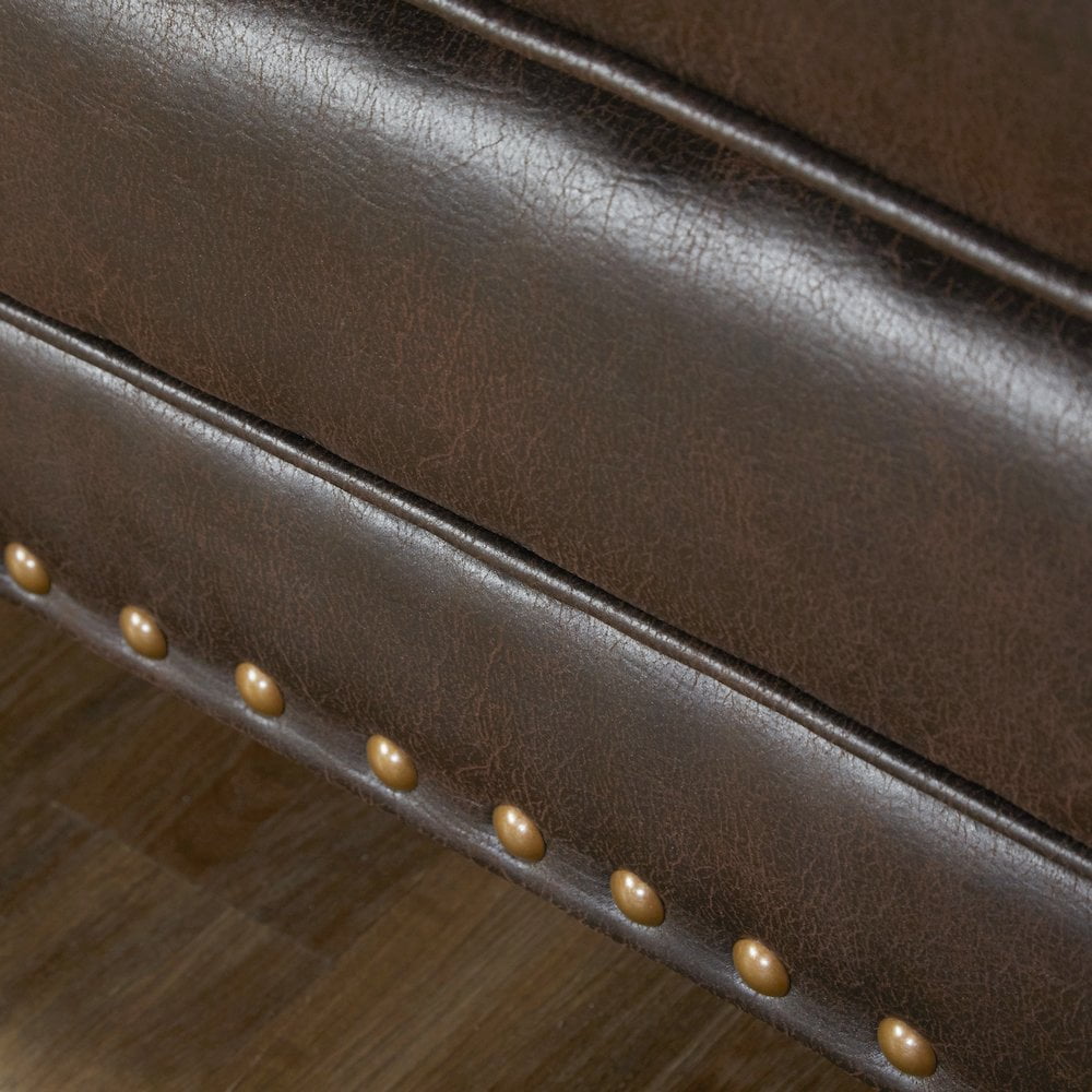 Roundhill Furniture Leinster Faux Leather Upholstered Ottoman, Brown