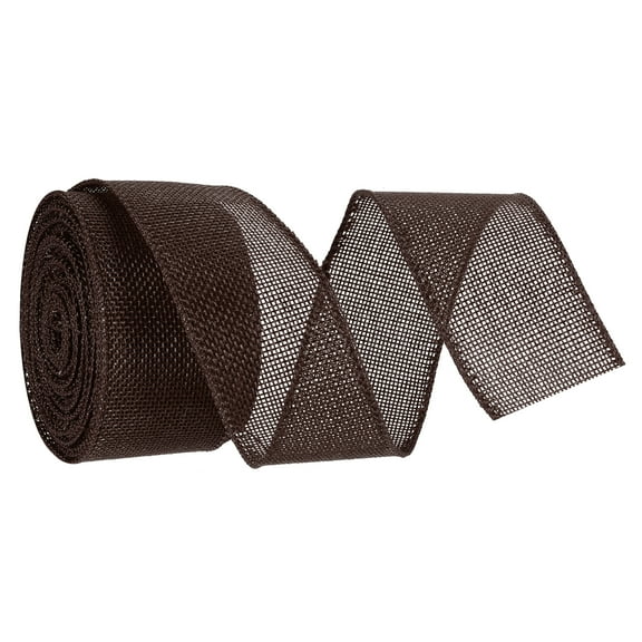 Burlap Ribbon Fabric Wired Edge Ribbons Brown 2 Inch x 10 Yard Wired Ribbon for Gift Wrapping