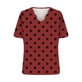 thumbnail image 4 of Dolkfu V-Neck Oversized Graphic Tshirts for Women Short Sleeve Red Casual Polka Dots Stylish T-Shirts Women'S Summer Tops, 4 of 5