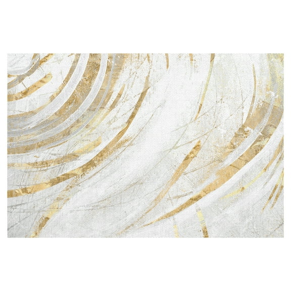 Masterpiece Art Gallery Fluidity Horizontal Gold Abstract By Belle Maison Canvas Art Print 24" x 36"