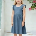 thumbnail image 7 of Bovxnpu Summer Girls Dresses, Toddler Girls Spaghetti Strap Ruffle Sleeve Cotton Linen Summer Princess Dress Girls Midi Dress Sundress, 7 of 7