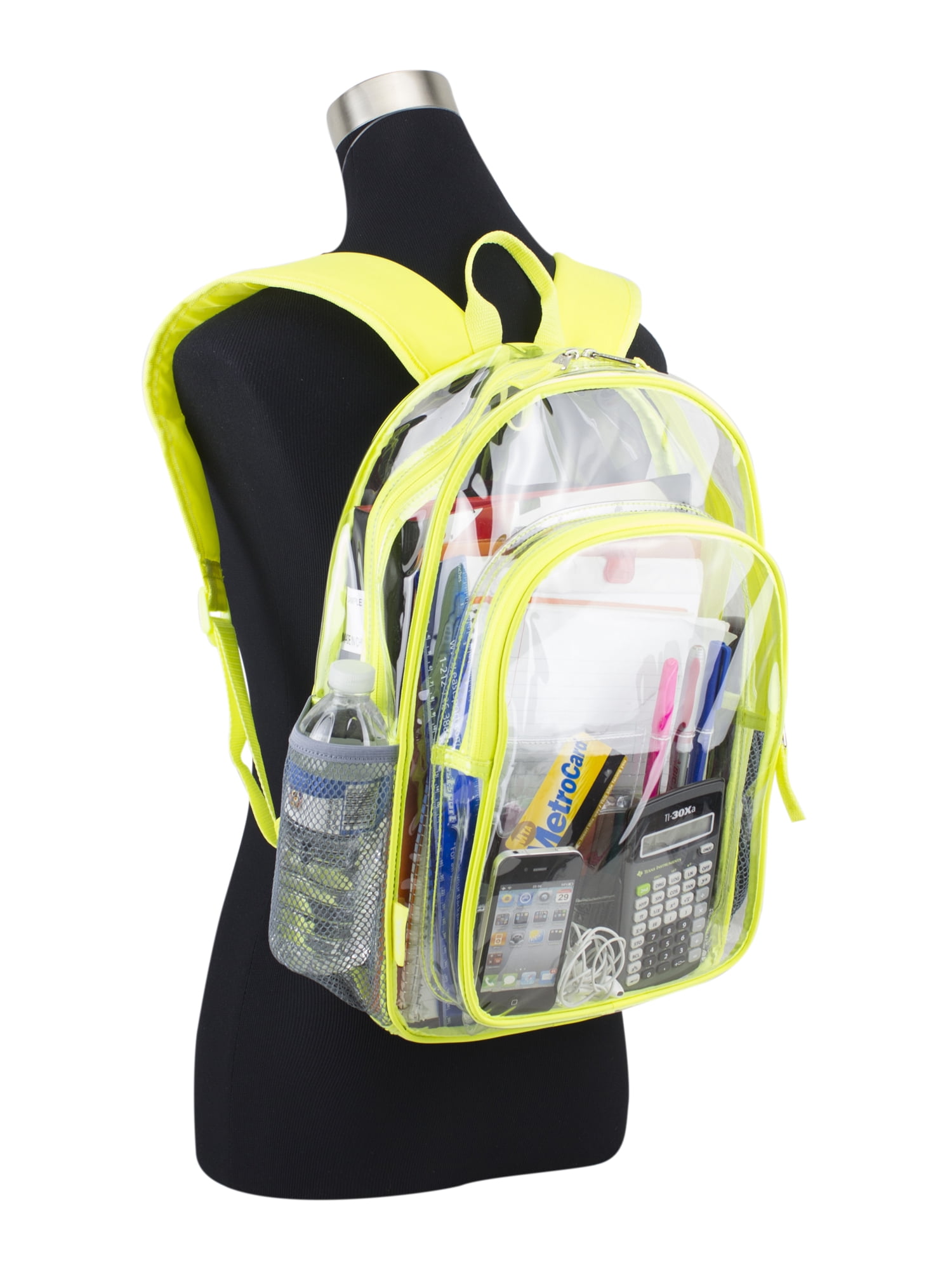 Fuel Unisex Clear Backpack and Drawstring Bundle, Citrus Yellow