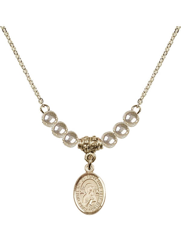 Bonyak Jewelry 18 Inch Hamilton Gold Plated Necklace w/ 4mm Faux-Pearl Beads and Cross Charm 