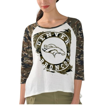 Field Raglan - Denver Broncos G-III 4Her by Carl Banks Women's Field Goal Raglan 3/4-Sleeve T-Shirt - White/Camo