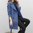 thumbnail image 7 of VEKDONE Clearance 2025 Women Elegant Notched Collar Solid Color Mid-Length Double Breasted Slim Fit Wool Blend Trench Pea Coat Overcoat Navy L, 7 of 7