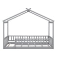 thumbnail image 5 of Twin Size Floor Bed, Solid Wood House Bed Frame with Fence Guardrails and Roof, No Box Spring Needed, Gray, 5 of 8