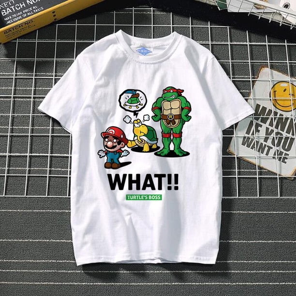 Camiseta de cuello redondo de Super Mario Bros para niños, camiseta de poliéster suave y linda, camiseta divertida, diferentes estilos, tazón y niños, regalo de cumpleaños, tamaño relajado zhangmengya LED