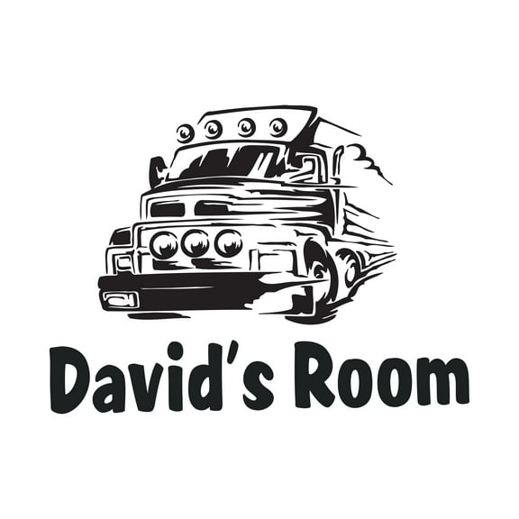 Personalized Name Sports Wall Decal Truck with Lights in Speed Custom Name Bedroom Wall Decal for boys and girls Truck Themed Kids Room Décor - Size: 10 In x 7 In