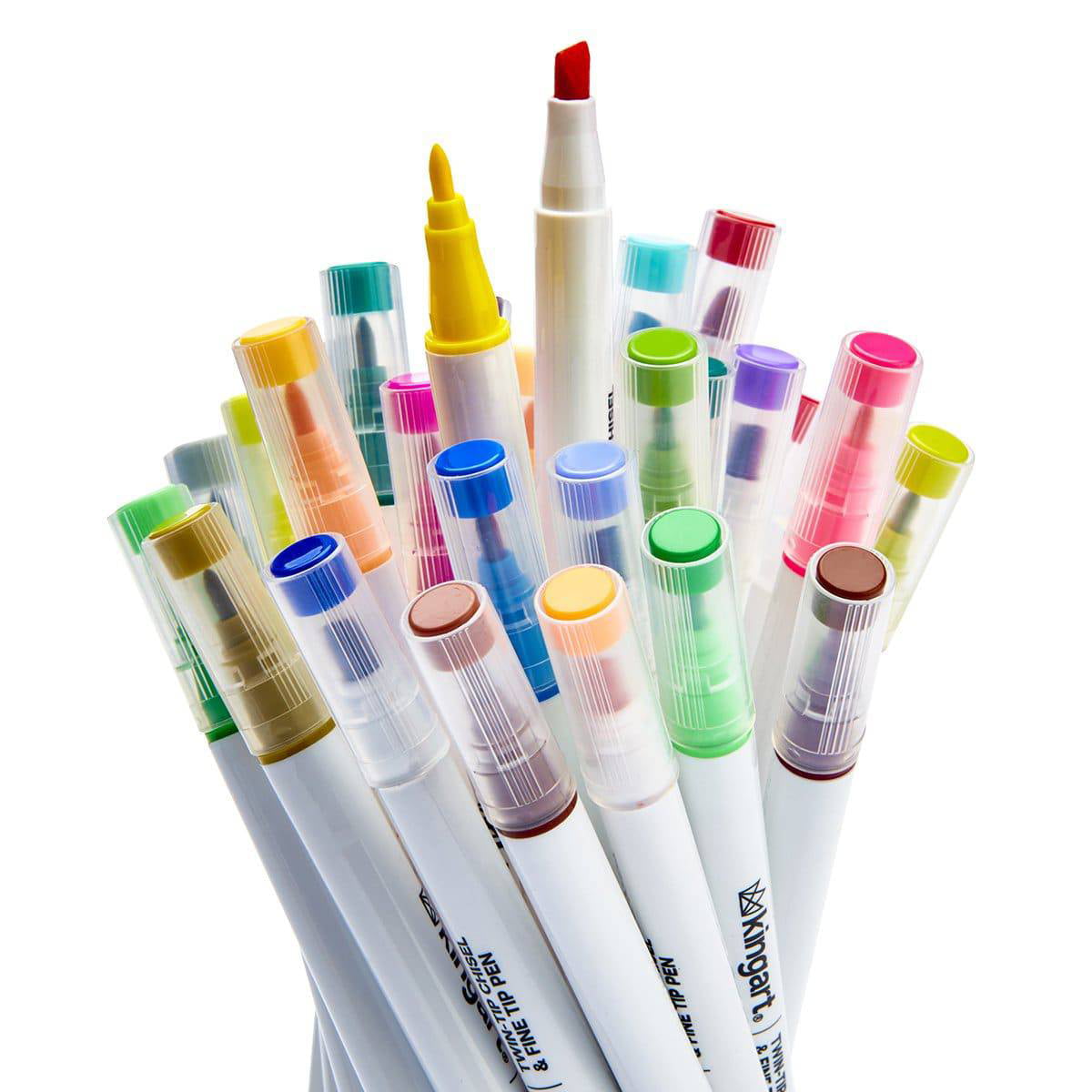 KINGART® Twin-Tip® Creative Markers, Soft Mild Pastel Highlighter Pens,  Broad & Fine Tips, Set of 24