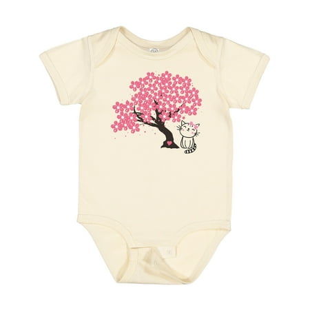 

Inktastic Japanese Cherry Tree Kitty Cat Gift Baby Girl Bodysuit