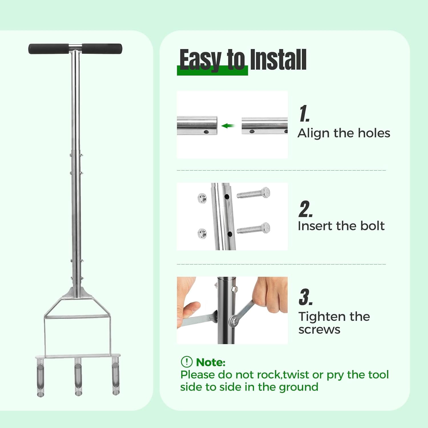 Manual Core Aerator Lawn Tool, Stainless Steel Semi-Assembled Grass Aeration Tool for Loosening Soil and Improving Health