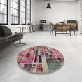 thumbnail image 4 of Ahgly Company Machine Washable Indoor Square Abstract Brown Red Area Rugs, 4' Square, 4 of 7