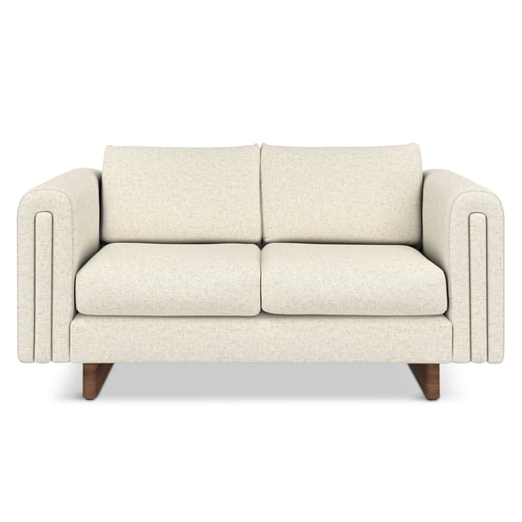 Simpli Home Jones 61 inch Wide Contemporary Loveseat Sofa in Ivory Tightly Woven Performance Fabric