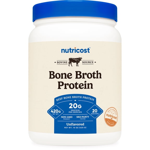 Nutricost Beef Bone Broth Protein Powder Unflavored (20 Servings) - Gluten-Free, GMO-Free