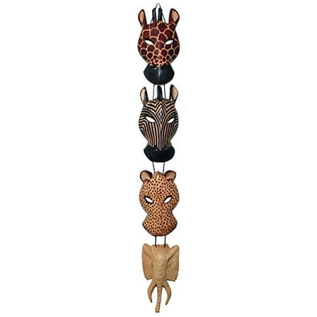 Fair Trade Hand Crafted African Animal 4 in 1 Hanging Wall Mounted Masks