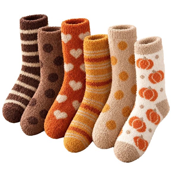 CYSFASHION Thanksgiving Mid Calf Socks for Women Thickened Soft Breathable Casual Sleep Socks Anti Blister Floor Socks for Fall Winter Home and Holiday Gift Soft Comfortable Warm Cozy