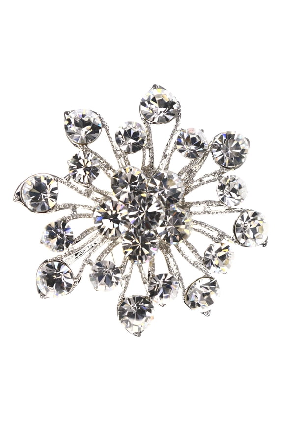 Flower Brooch-Pin Silver-Tone