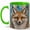 Green, variant on Jeweled Fox Coffee Mug, Woodland Fox Mug, Ceramic 11 oz
