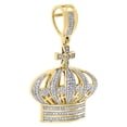 thumbnail image 2 of 10K Yellow Gold Kings Crown Cross Genuine Diamond Pendant 1.50" Charm 0.45 ct., 2 of 4