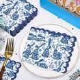 thumbnail image 3 of Easter Scalloped Cocktail Napkin Blue Chinoiserie Floral Bunny Paper Napkin Disposable Rabbit Flower Dinner Dessert Napkin for Spring Party Supplies, 3 of 4