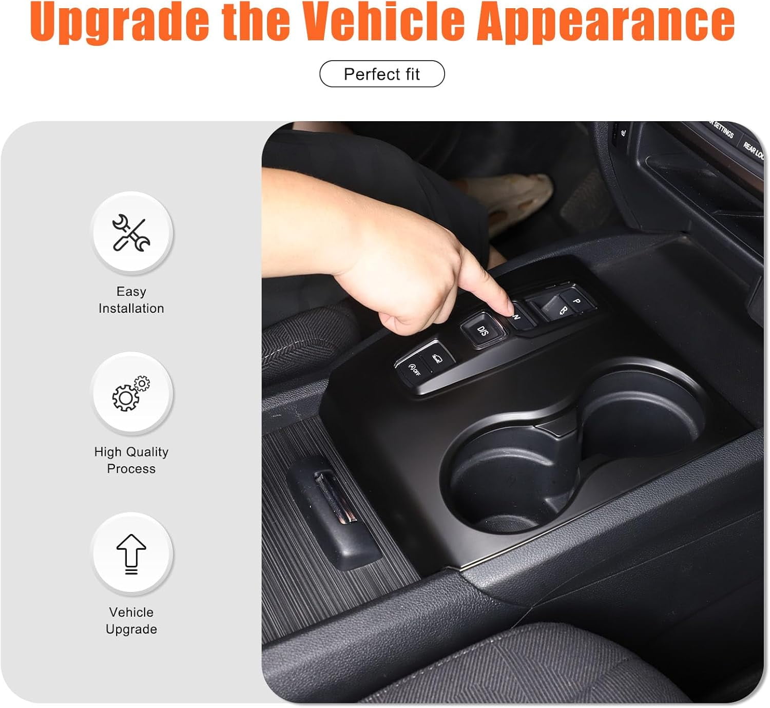 Center Console Gear Shift Panel Cup Holder Cover Trim Compatible with Honda Pilot 2016-2022/ Ridgeline 2020-2023/ Passport 2019-2023 Accessories