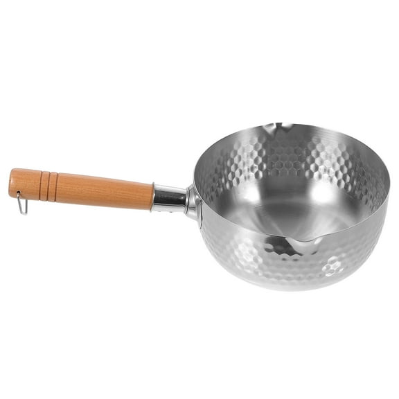 Milisten Stainless Steel Ramen Noodle Cooking Pot with Wooden Handle for Stove Top Cooking - 1 Set