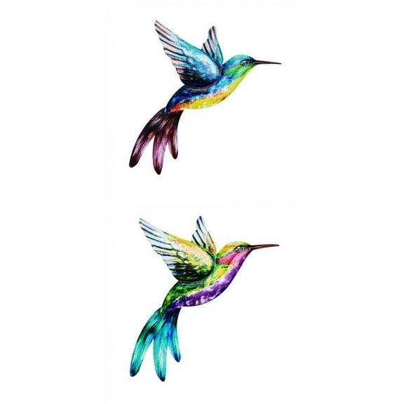 2x Metal Hanging Hummingbird Wall Art Sculpture Fence Yard Decor