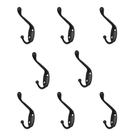 

Uxcell Zinc Alloy Storage Holder Dual Hooks Polish Black 8 Pack