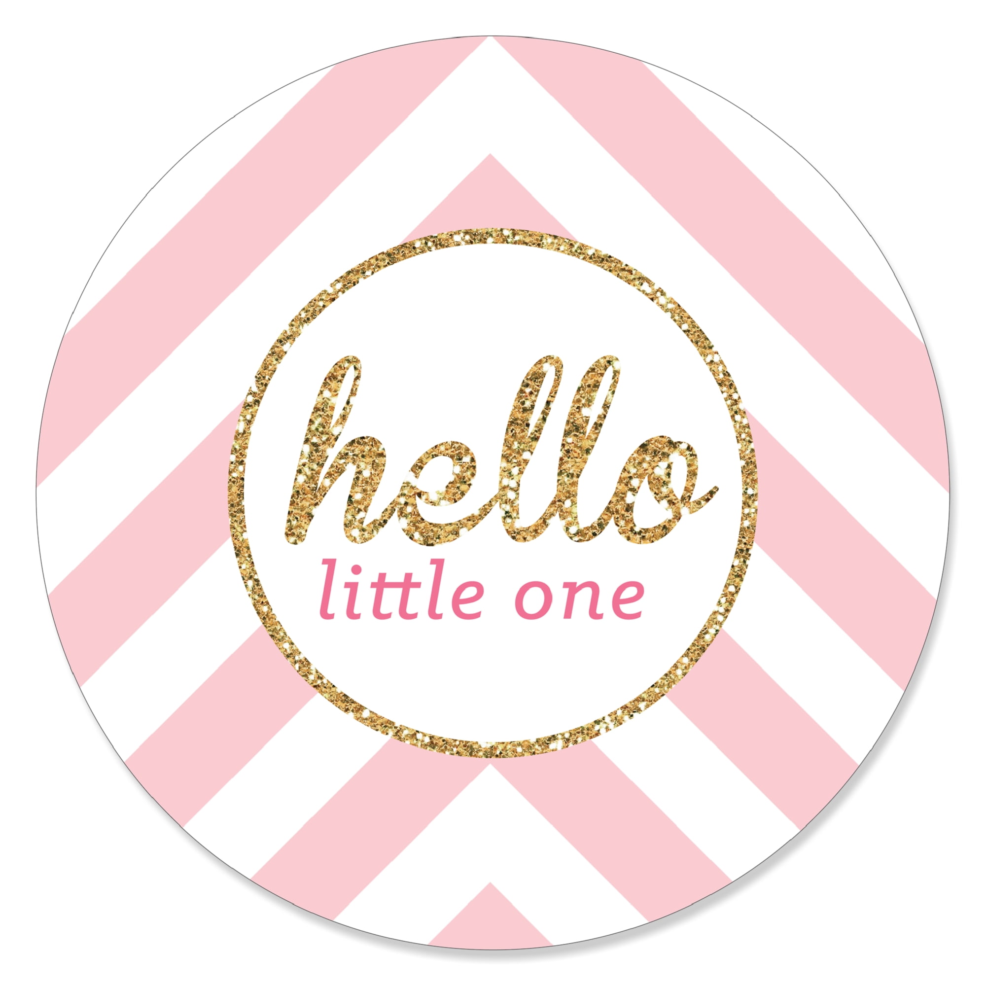 Big Dot of Happiness Hello Little One - Pink &Gold Party Favors Baby Shower Circle Sticker Labels - 24 Ct