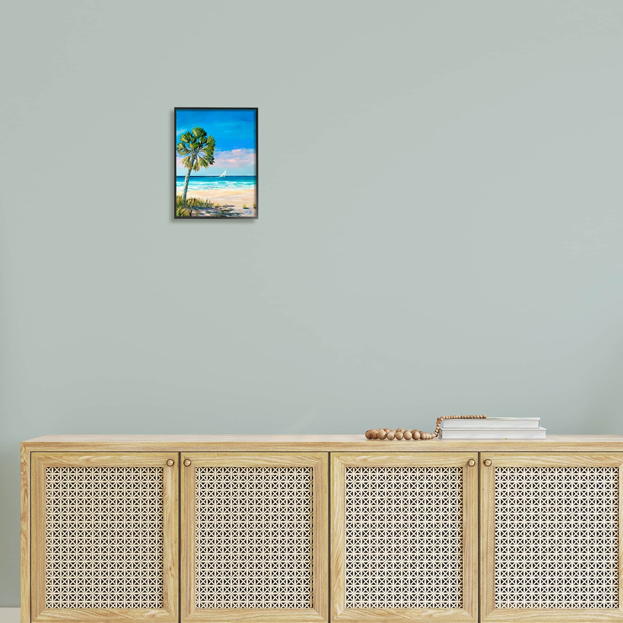 Stupell Industries Coastal Palm Beach Coast Sailboat Cruise Nautical Painting, 16 x 20, Design by Julie Derice