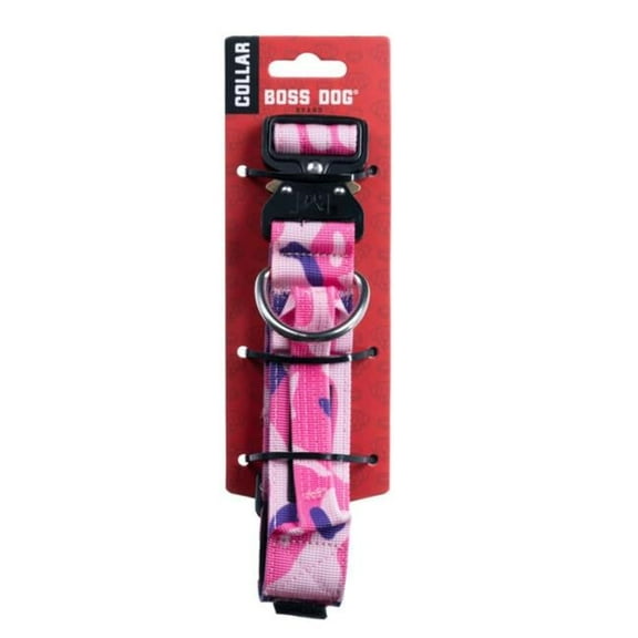 Boss Nation 850010391946 17-22 in. Dog Tactical Adjustable Dog Collar, Pink Camo - Large