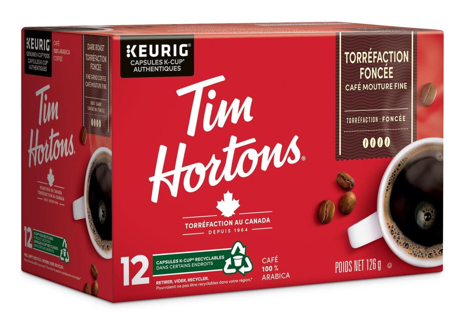 Tim Hortons Café torréfaction foncée Keurig Capsule K-Cup 12ct