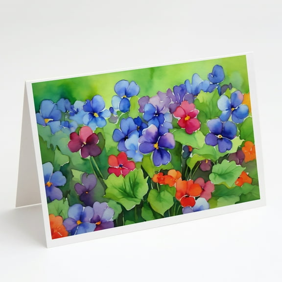Illinois Violet in Watercolor Greeting Cards and Envelopes Pack of 8 7 in x 5 in