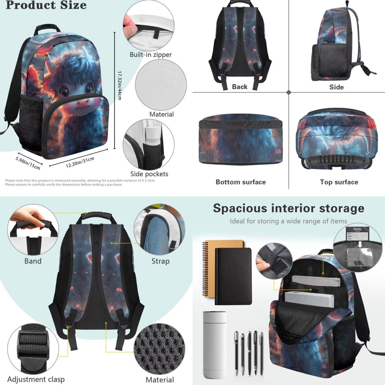 Pzuqiu Bubble Axolotl Boys Backpack School Backpack Set with Lunch Bag 17 Inch Boys Backpacks for Middle School Lightweight Bookbag for Kids with Water Bottle Holder