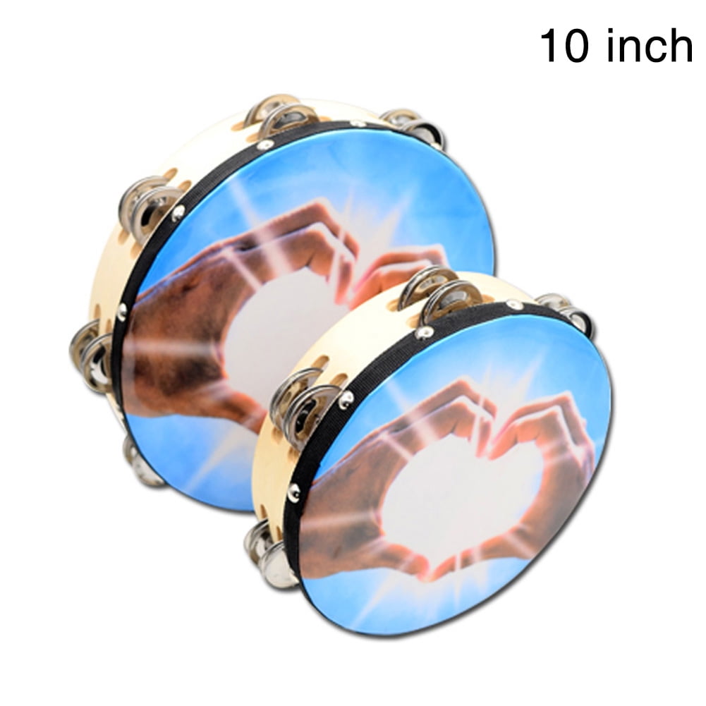 20cm Tambourine Percussion,Tambourine Double Row Metal Jingle Handheld Percussion for Church Party 
