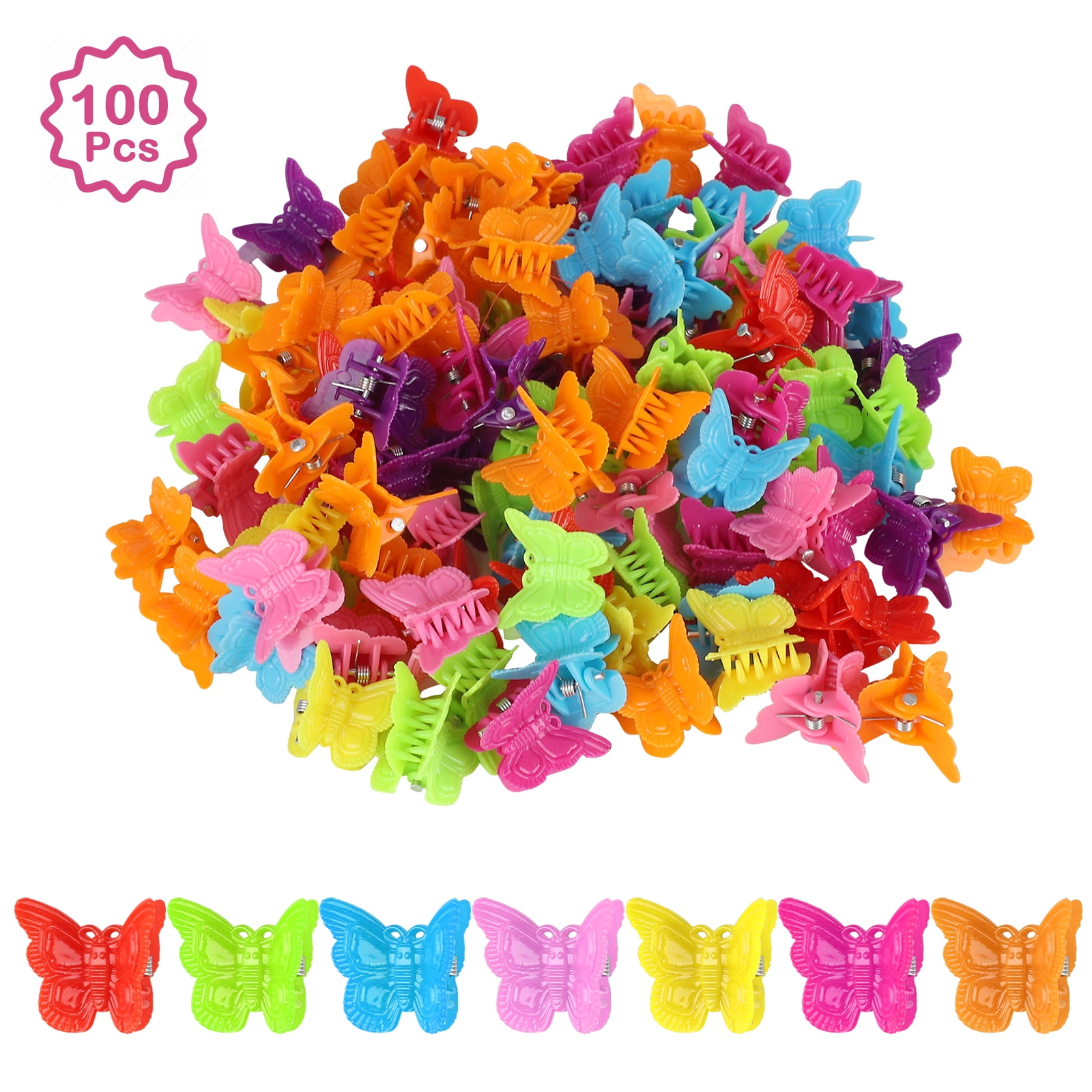 Girls Hair Clips 8 Pk Mini Butterfly Dots Sleepies Multi Pretty Cute Party Bags 